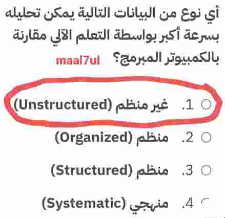 أي نوع من البيانات التالية يمكن تحليله بسرعة أكبر بواسطة التعلم الآلي مقارنة بالكمبيوتر المبرمج