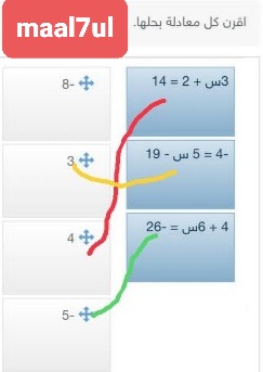 اقرن كل معادلة بحلها