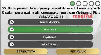 siapa pemain jepang yang mencetak penalti kemenangan 1-0 dalam perempat final menegangkan melawan vietnam di piala asia afc 2019 Takumi Minamino Ritsu Doan Yuya Osako Gaku Shibasaki